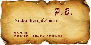 Petko Benjámin névjegykártya